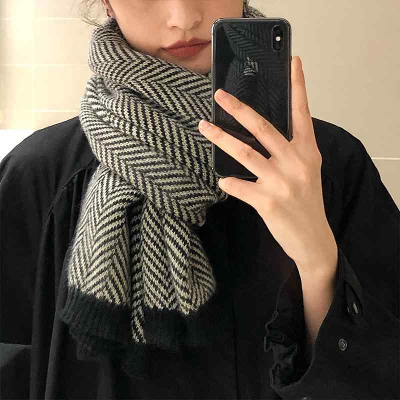 マフラー 秋冬 女性用 男性用 韓国風 ショール ストール 防寒 ブラック グレー系 あったか 暖かい 通勤 通学 ひざ掛け