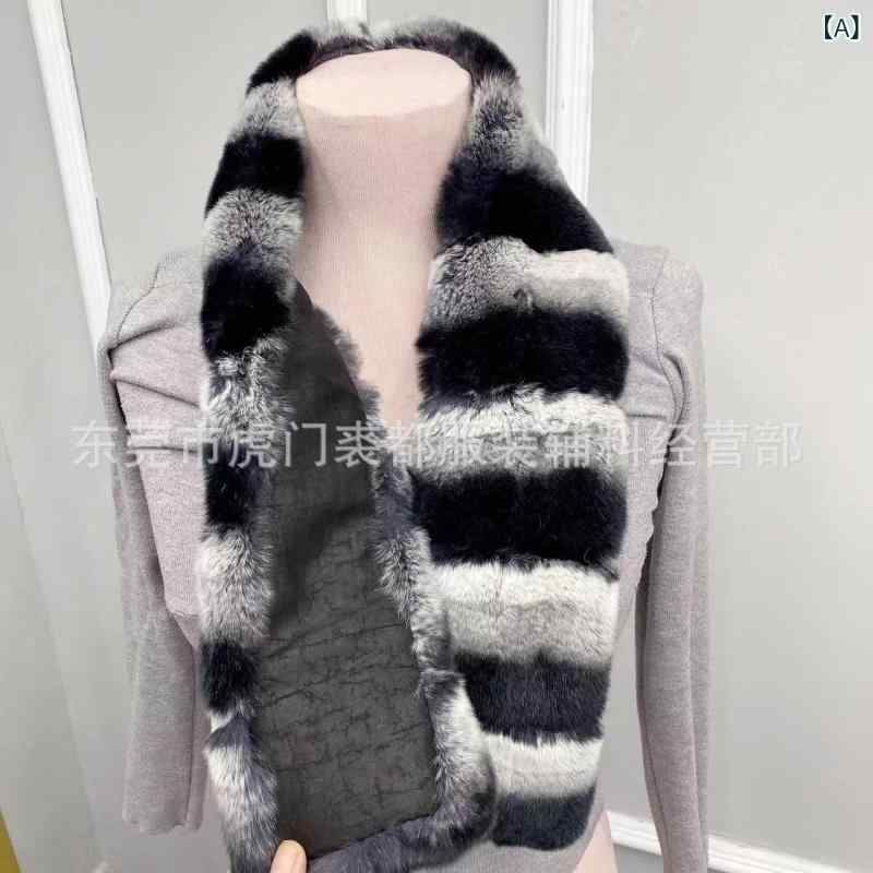 マフラー ショール ネックウォーマー 秋冬 男性用 女性用 リアルファー ラビットファー 厚手 防寒 あったか 暖かい 青紫 ブルー パープル ストライプ｜イーマイショップ