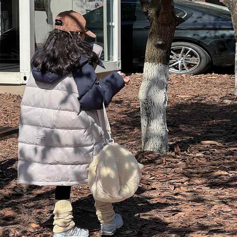 赤ちゃん服 ガールズ 落ち込む上衣 冬 中綿入り口・入口 アウター ボンネット付き添い人 ロング丈 朦々たる 120糎 130糎 140糎 150糎 160糎 170糎