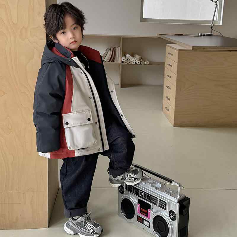 赤ちゃん服 落ち込む上衣 キッズ 男女兼用 雨合羽 アウター 中綿 厚地の外套 赤ちゃん 御坊っちゃん うしろ帯 防寒 秋冬 アウトドア
