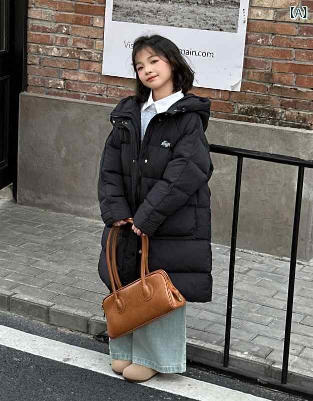 子供服 ガールズ ダウンジャケット ロング丈 フード付き 中綿入り アウター 厚手 防寒 撥水 軽量 あったか ピンク系 パープル 130cm 140cm 150cm 160cm