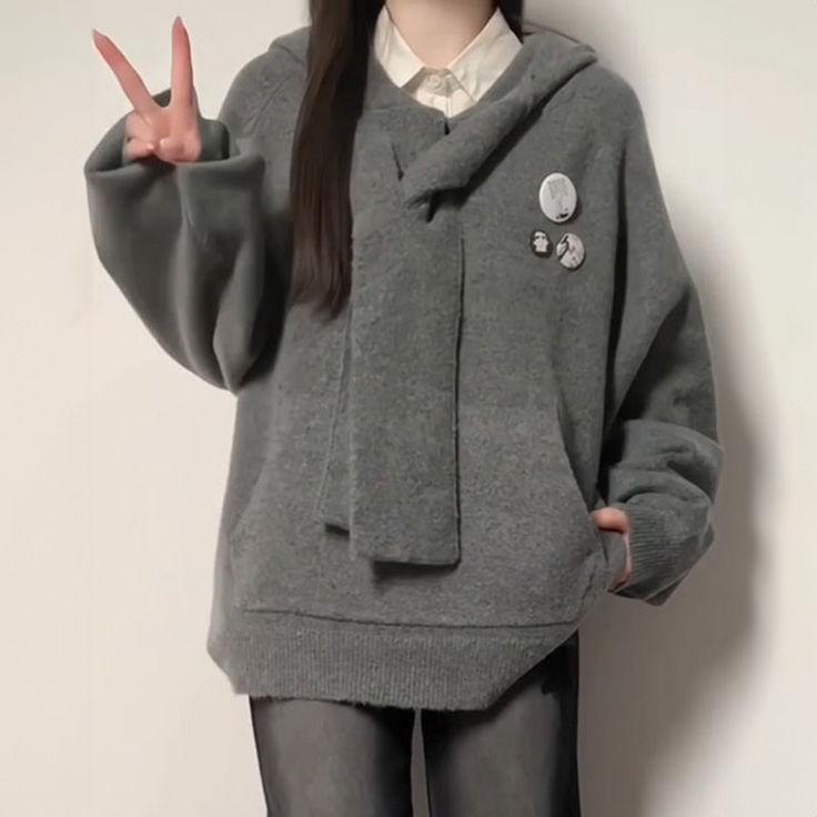 ニット レディース 韓国風 学生 グレー ハイネック セーター 秋冬 長袖 ゆったり 暖かい かわいい 学院風 トップス プルオーバー ポリエステル 普段使い