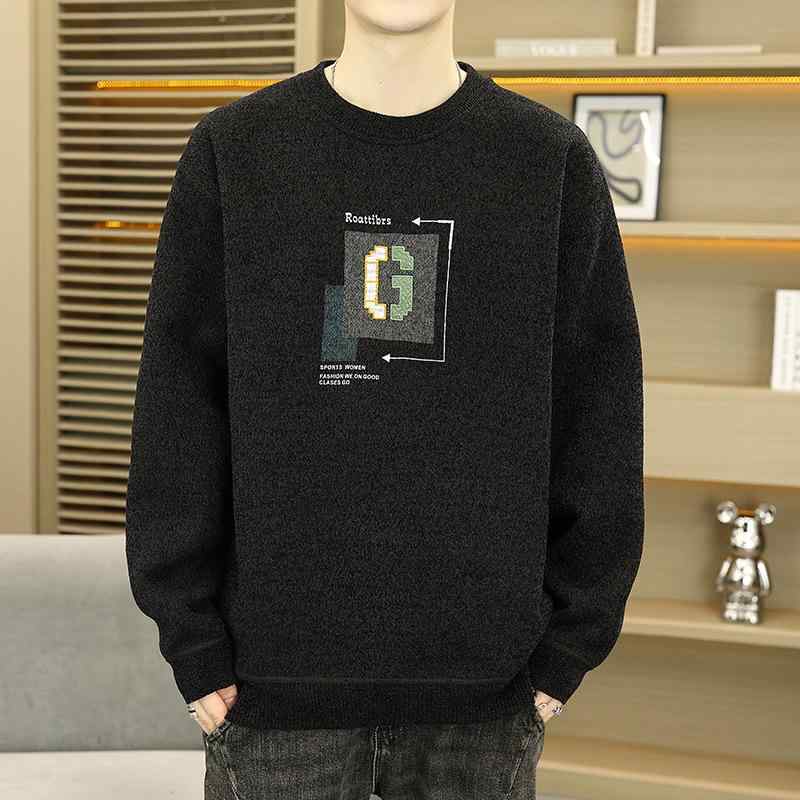ニット メンズ 男性用 セーター 秋冬 長袖 裏起毛 暖かい 防寒 トップス カットソー インナー カジュアル オシャレ ベージュ ブラック グレー