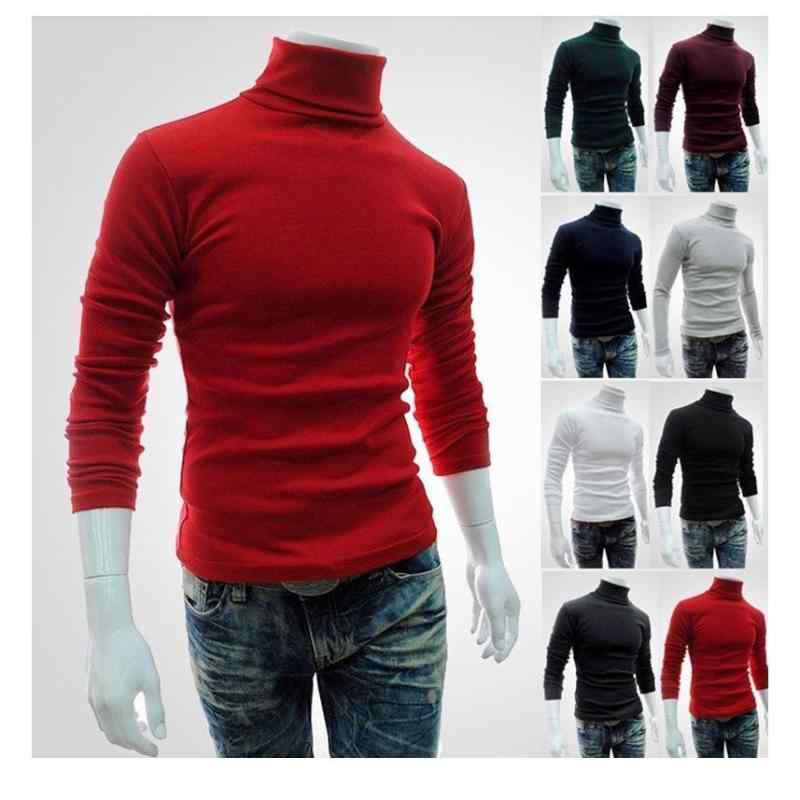 Tシャツ メンズ 無地 ハイネック 長袖 ニット カットソー スリム 春秋冬 インナー 男性用 トップス 綿