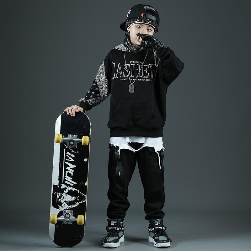 子供用セットアップ キッズ ダンスウェア 男の子 春秋 上下セット 迷彩 ストリート カジュアル 長袖 パンツ スポーティー