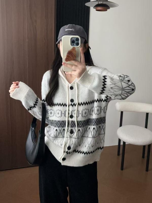 編み物 レディース ジレー 秋冬 絨毛混紡 手編み風 朦朦たる ボンネット付き添い人 有線テレビ編み 薄墨色系 象牙色 普段使い走り 会う約束 韓国風