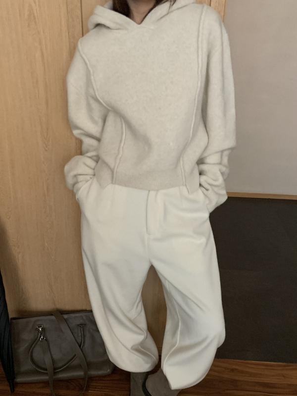 編み物 レディース 韓国風 絨毛混紡 ティーシャツ パーカー 愛くるしい ふわふわ 生あたたかい 秋冬 トップス 長袖 心地よい