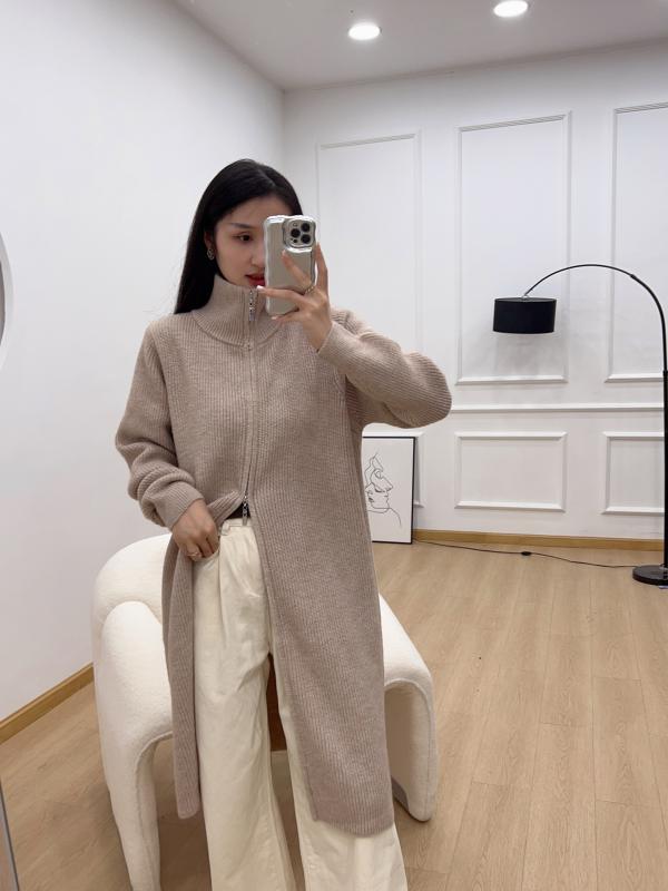 衣装 レディース 秋冬 編み物衣装 ロング丈 ジレー アウター ゆったり 長袖 高襟 体型押しかぶせる 3D成り行き 普段使い走り 韓国流行り物 上衣 膝下 A伝達ルート 無地 ラッキーアイテム ニット・セーター-トップス-レディースファッション