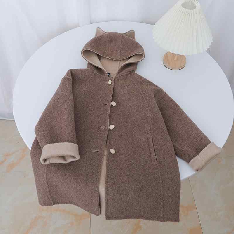 小わっぱ服 厚地の外套 キッズ 御嬢さん 御坊っちゃん 絨毛 ダブル人間の顔 カシミール アウター 冬 中朦朦たる ボンネット付き添い人 キュート 心地よい 普段使い走り 100珊 110珊 120珊 130珊 140珊 150珊 160珊 キッズ・ベビー・マタニティ-キッズファッション-コート・ジャケット