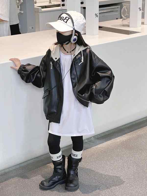 子供服 ジャケット 女の子 スプリングコート 中綿入り アウター フード付き ジャンパー ガールズ 子供 キッズ かわいい おしゃれ 普段着 お出かけ 120 130 140 150 160 170 ブラック 黒