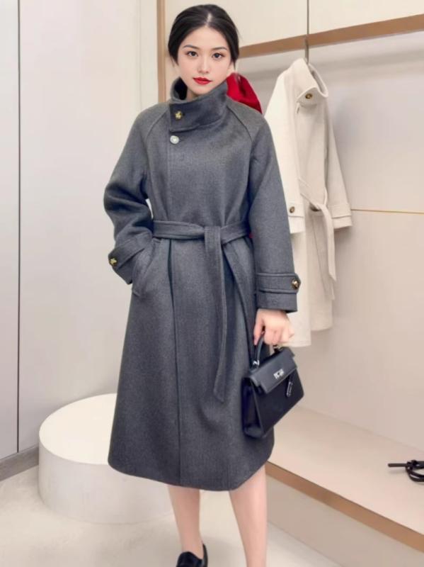 コート レディース 秋冬 ウール ロング丈 立襟 ゆったり きれいめ 通勤 オフィス カジュアル アウター 羽織り 大きいサイズ グレー 赤 黒|イーマイショップ