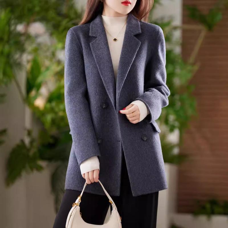 コート レディース 秋冬 ウール テーラード ミドル丈 カシミヤブレンド 厚手 無地 ゆったり S M L XL ブラウン系 グレー系 オフホワイト系