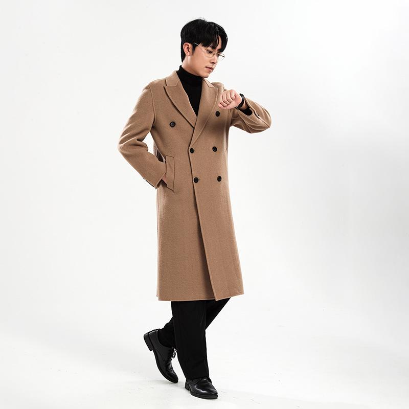 コート メンズ 男性用 ウール ロング丈 ダブルブレスト 秋冬物 イングリッシュスタイル 無地 カジュアル 通勤 ビジネス 高級感 燕麦色 中灰色 モカブラウン 深灰色 ブラック|イーマイショップ