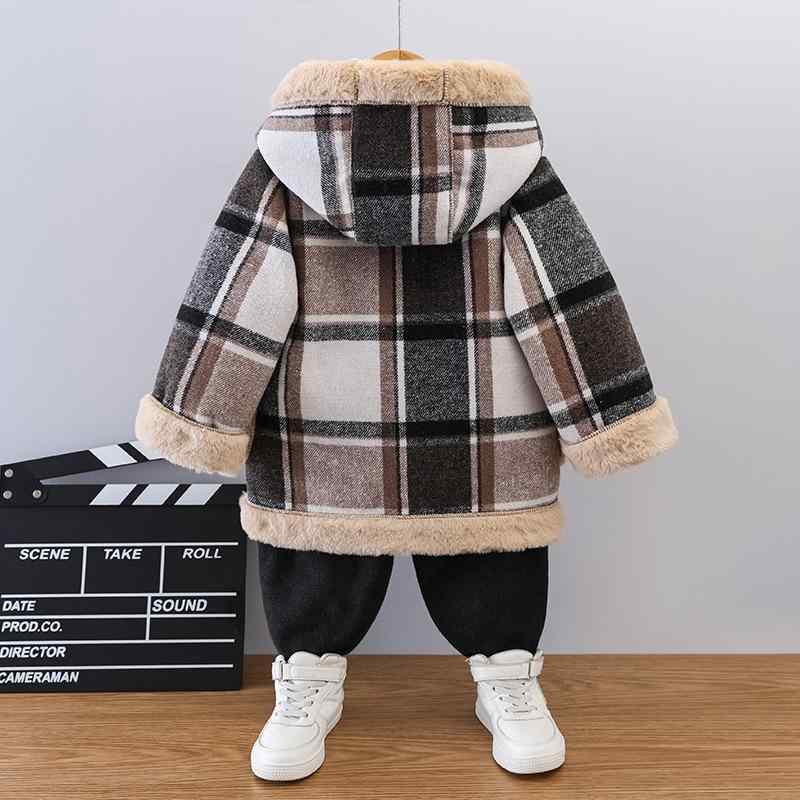 コート キッズ 男の子 秋冬 子供 格子柄 アウター 裏起毛 防寒 90cm 100cm 110cm 120cm 130cm 140cm 150cm 160cm 欧米風 中大童 8歳以上 ブラウン
