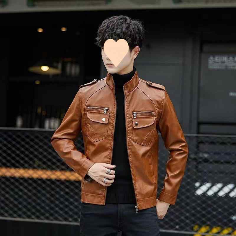 上衣 成人男性用 秋冬 裏起毛 なめし革 ライダースジャケット か細い相応う 上衣 フェイクレザー 黒いこと 赤銅色 烏兎 冬