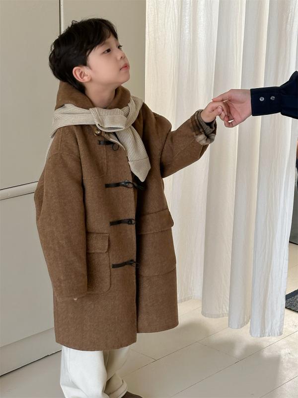 キッズ 服飾/アウター 子供用 ダブルフェイス 羊毛 ウール コート チェック柄 フード付き ミドル丈 厚手 男の子 女の子 100cm 110cm 120cm 130cm 140cm 150cm 160cm イエロー|イーマイショップ