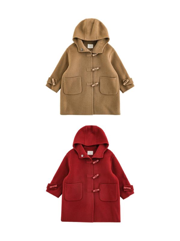 コート ガールズ 子供服 秋冬 ウールブレンド ロング丈 フード付き アウター 学院風 カジュアル 80cm 90cm 100cm 110cm 120cm 130cm 140cm レッド キャメル 12,787円
