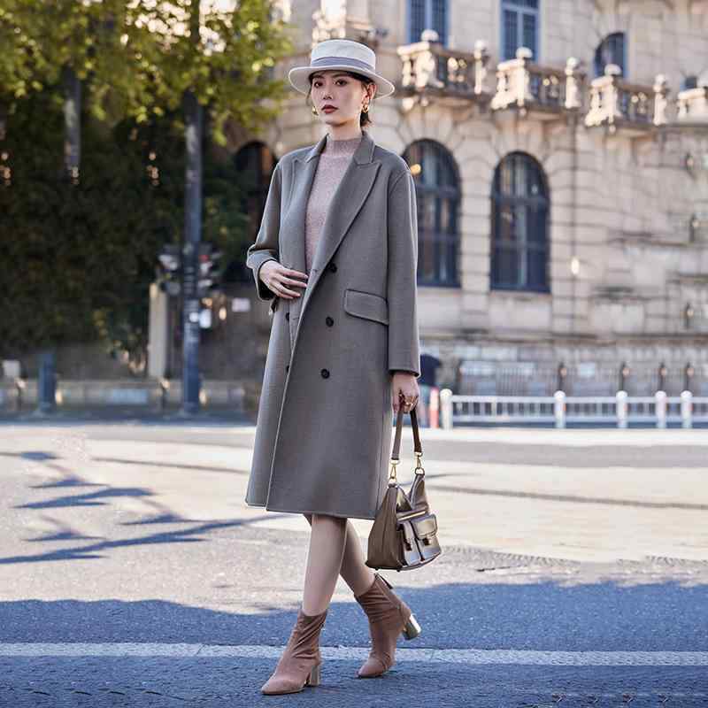 コート レディース 秋冬 ウールコート ダブルブレスト オーバーサイズ ロングコート ゆったり 厚手 あったか カジュアル おしゃれ エレガント 高級感 上品 きれいめ アウター グレー キャメル ブラック