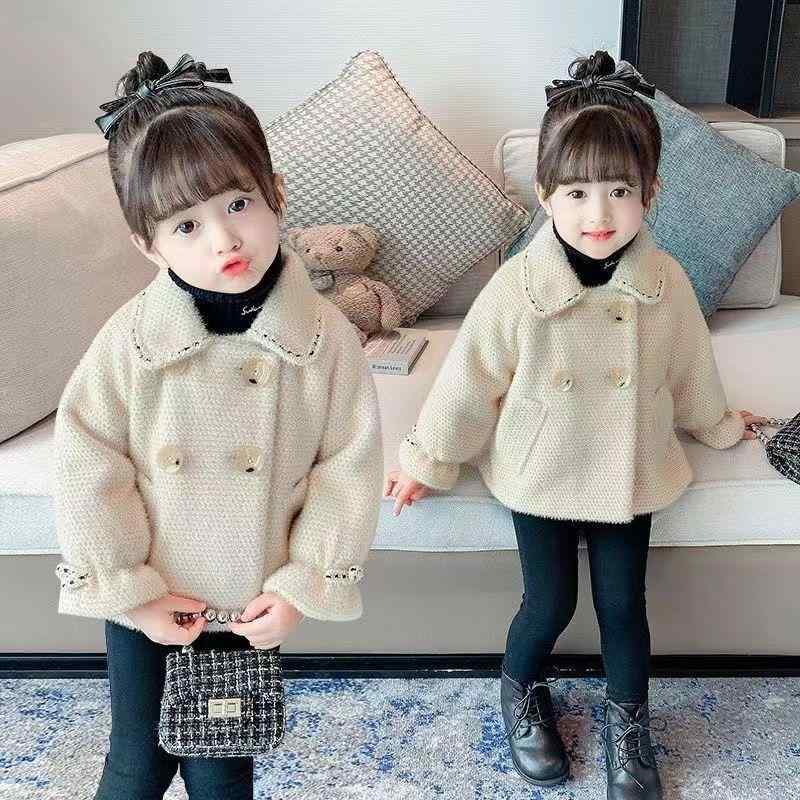 子供服 女の子 ウールコート 秋冬 翻襟 厚手 防寒 アウター ジャンパー 通学着
