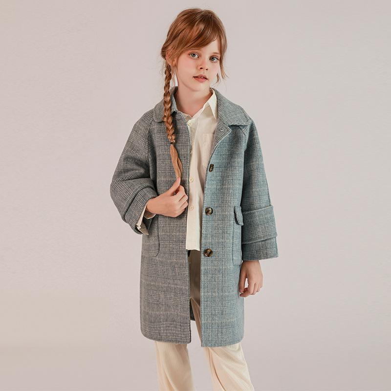 子供服 女の子 ウールコート チェック柄 ダブルフェイス 暖かい 防寒 秋冬