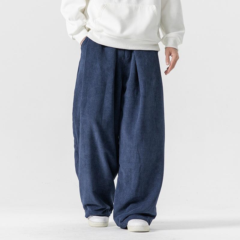 パンツ メンズ 大きいサイズ 中国風 日本製 レトロ コーデュロイ カジュアルパンツ ストレート ワイドレッグパンツ ズボン グレー ピンク系 軍緑色 黒 紺色 M L XL 2XL 3XL 4XL 5XL 秋