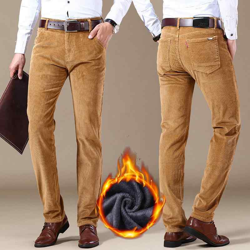 パンツ メンズ 男性用 中年 向け ストレッチ コーデュロイ ズボン 裏起毛 暖か 厚手 ストレート ゆったり ビジネス カジュアル 普段使い