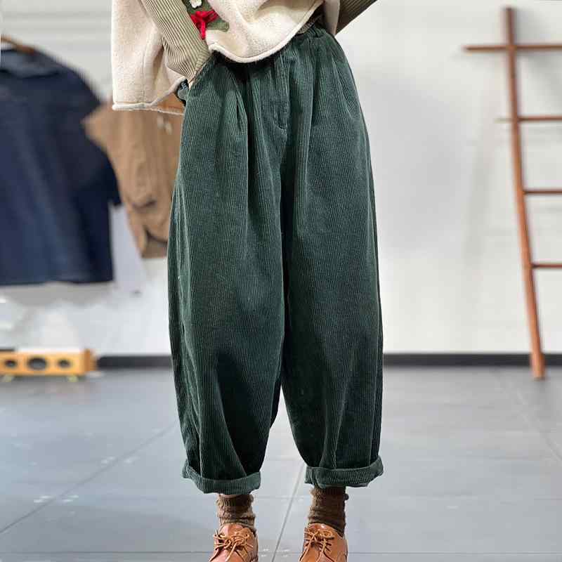 パンツ レディース 暖パン コーデュロイ ワイドパンツ ゆったり リラックス 秋冬 無地 墨緑 カーキ 杏色 オレンジ 紺色 コーヒー色 ブラック あったか ポケット