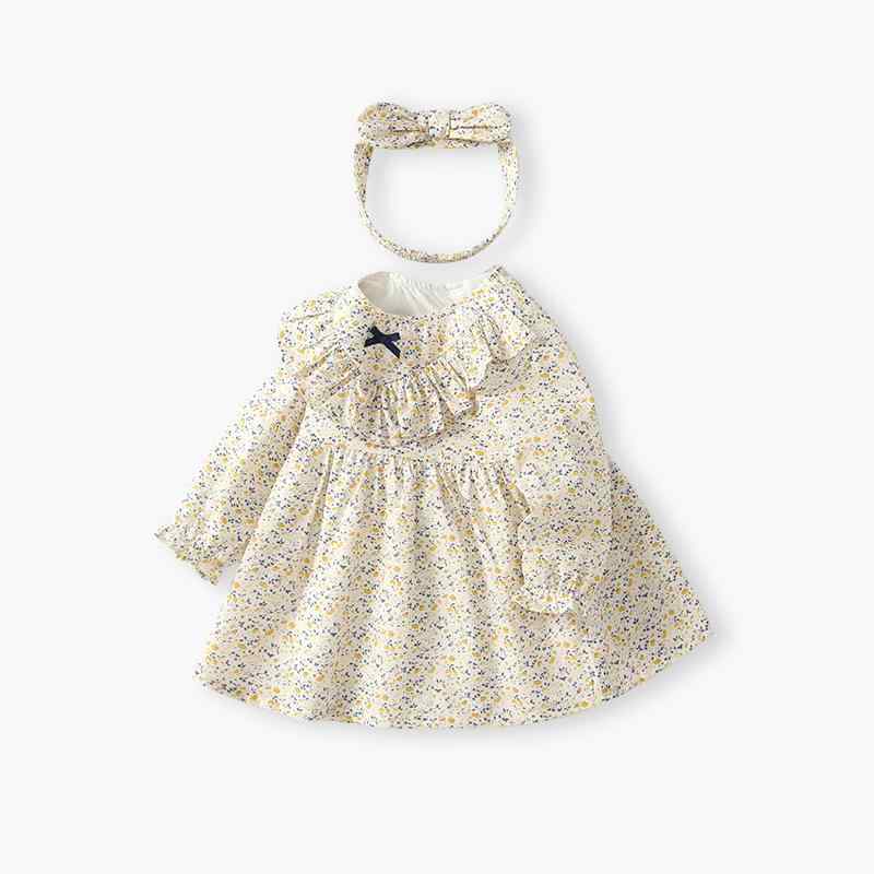 ワンピース ベビー キッズ 子供服 女の子 長袖 Aライン 春秋 花柄 チュニック 70 80 90 100cm 綿100% かわいい 普段着 お出かけ着