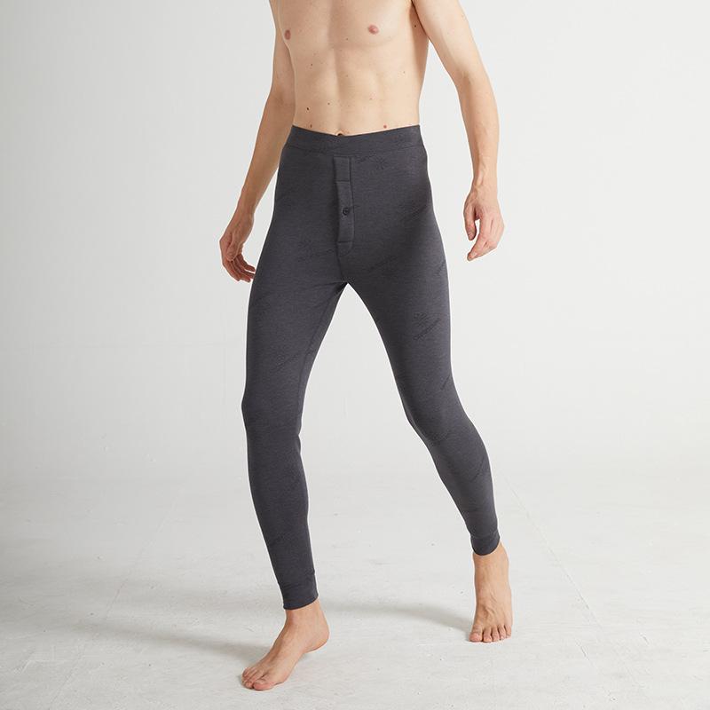 メンズ 保温パンツ 暖か裏起毛 伸縮性 膝保護 スラックス下 ロング丈 普段使い 部屋着 秋冬 厚手 カシミヤ混 グレー