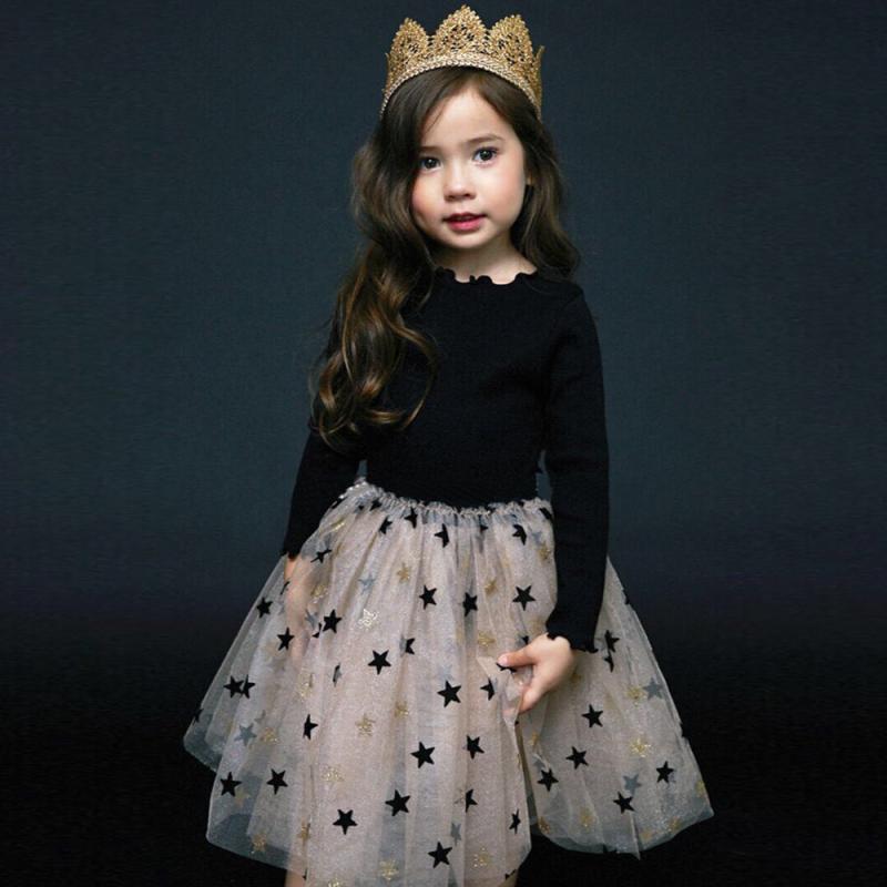 ワンピース キッズ 子供服 女の子 プリンセスドレス チュール 長袖 裏起毛 秋冬 春秋 星柄 90cm 100cm 110cm 120cm 130cm 140cm 150cm かわいい 普段使い お出かけ着 クリスマス 新年