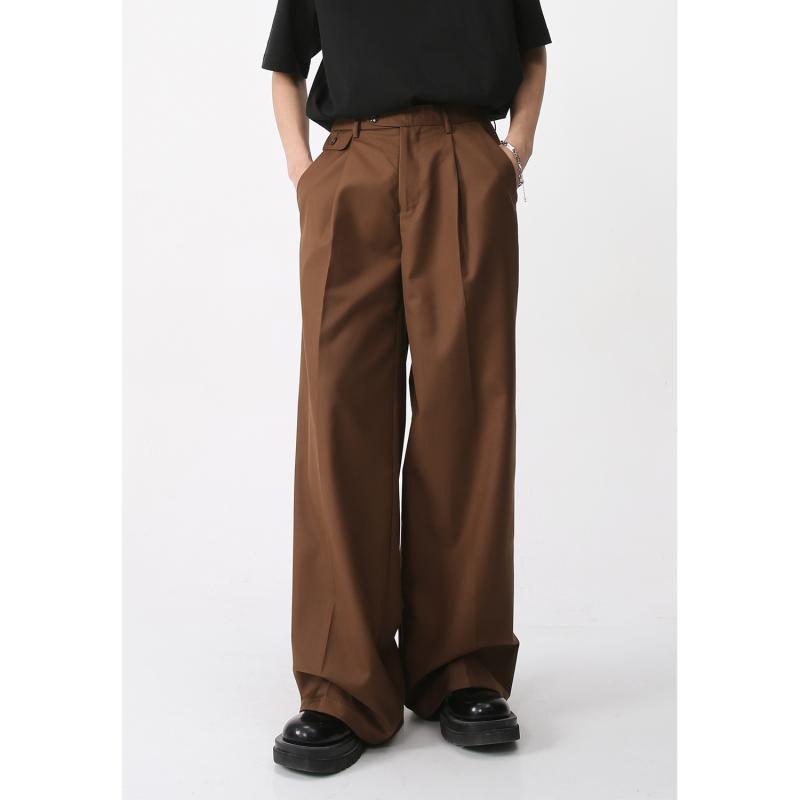 パンツ メンズ 男性用 テーパードパンツ カジュアルパンツ ロングパンツ ゆったり 韓国 レトロ シンプル 通勤 ブラック 黒 コーヒー ブラウン ポリエステル 耐摩耗