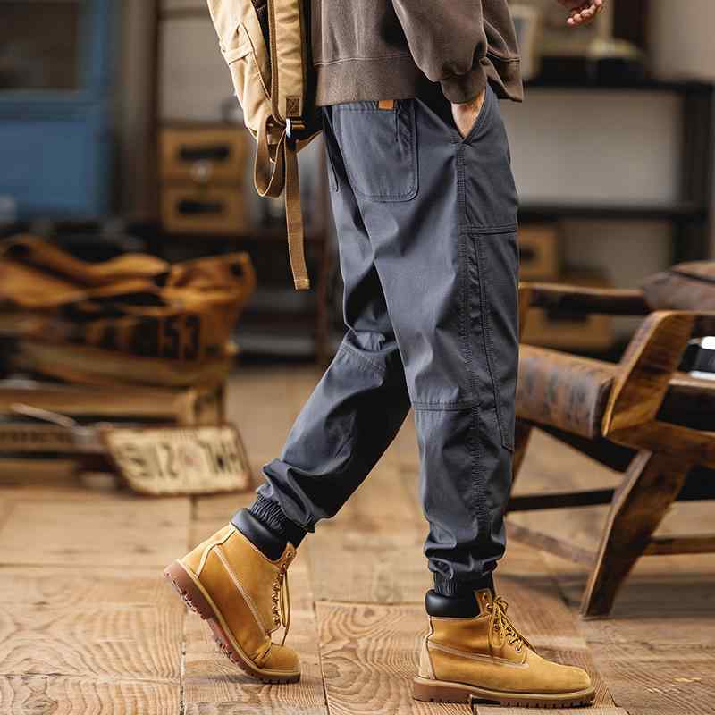パンツ メンズ カーゴパンツ 男性用 ロングパンツ ワークパンツ 伸縮性 ウエストゴム 裾絞り 普段使い アウトドア 深灰色 カーキ色 黒色