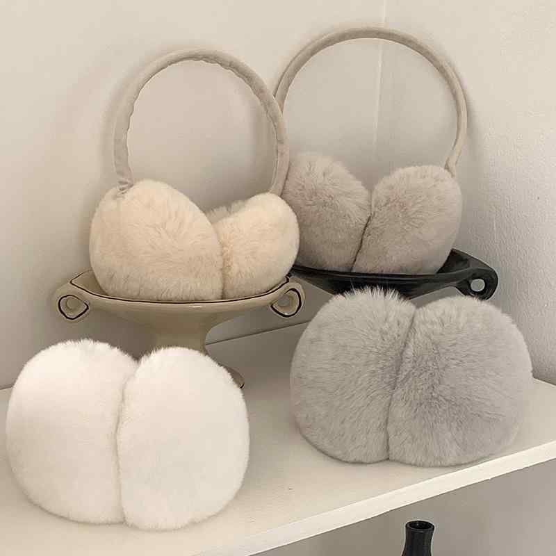 イヤーマフ レディース 婦人用 ラビットファー あったか かわいい ふわふわ もこもこ 防寒 耳当て 自転車 通勤 通学 秋冬 水色 グレー ベージュ ブラウン ホワイト ブラック ピンク