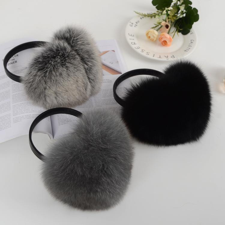 イヤーマフ レディース 秋冬 狐の毛皮 かわいい 韓国風 耳あて 防寒 黒 白 ピンク グレー 赤 青 イヤーウォーマー