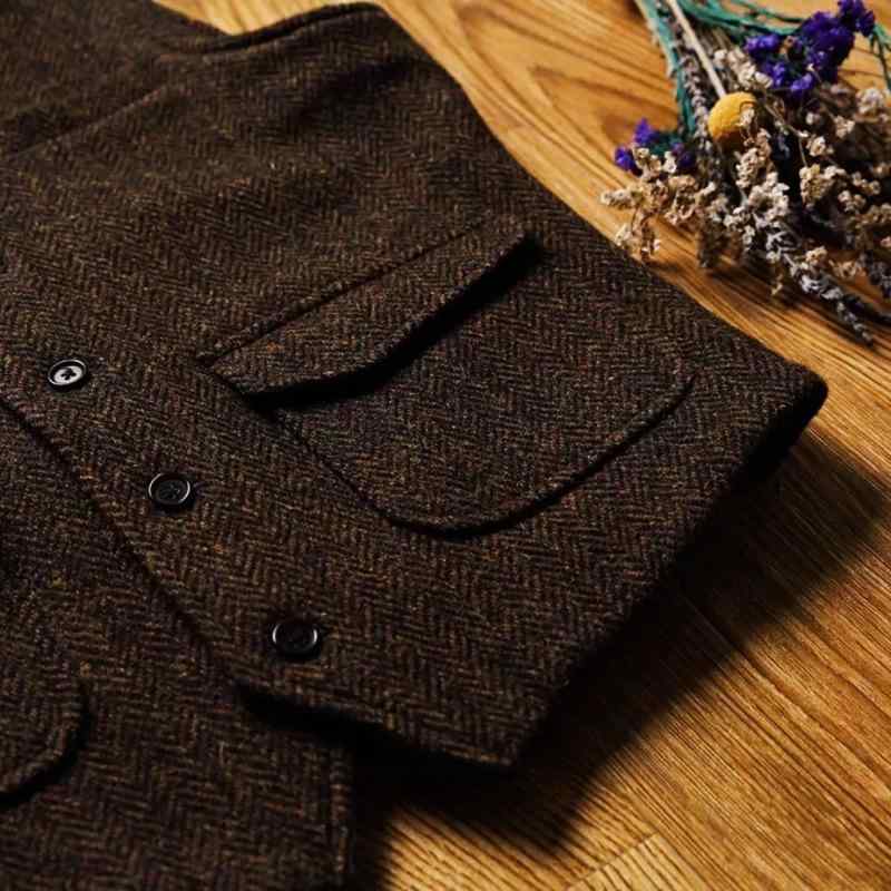 限りない 成人男性用 秋冬 レトロ 杉綾模様 ツィード 羊毛襟 細工物 アメカジ 心地好い 重厚感 朦々たる
