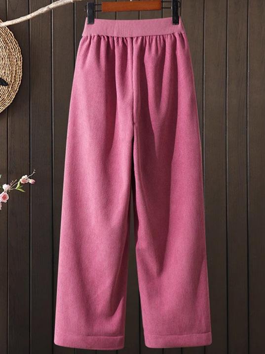 パンツ レディース コーデュロイパンツ 裏起毛 あったか ストレートパンツ ハイウエスト スタイルアップ ゆったり 楽ちん M L XL XXL ・摩?色 文芸 ?古風 普段使い お出かけ(x3)