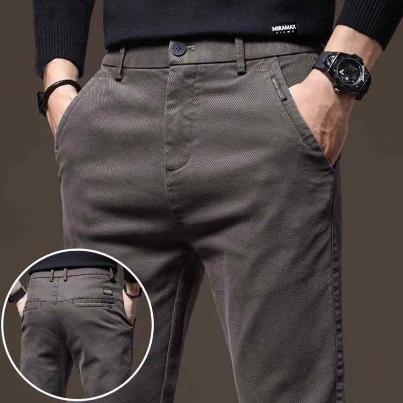 カジュアルパンツ メンズ 秋冬 厚手 あったか ストレッチ ストレート ビジネス 男性用 ズボン スラックス ゆったり 普段使い ダークグレー ブラック コーヒー色