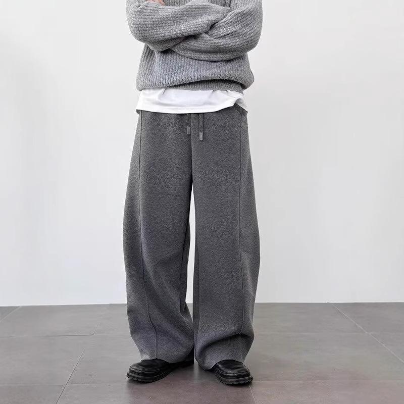 パンツ 男性用 スポーツパンツ ワイドレッグパンツ ストレート 無地 綿 深灰色 黒 普段使い リラックス