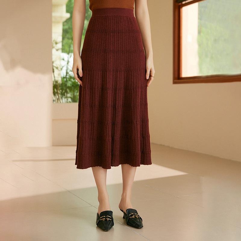 スカート レディース 羊毛 カシミヤ混 Aライン ニット ミモレ丈 フレアスカート 秋冬 高見え 上品 きれいめ 通勤 エレガント