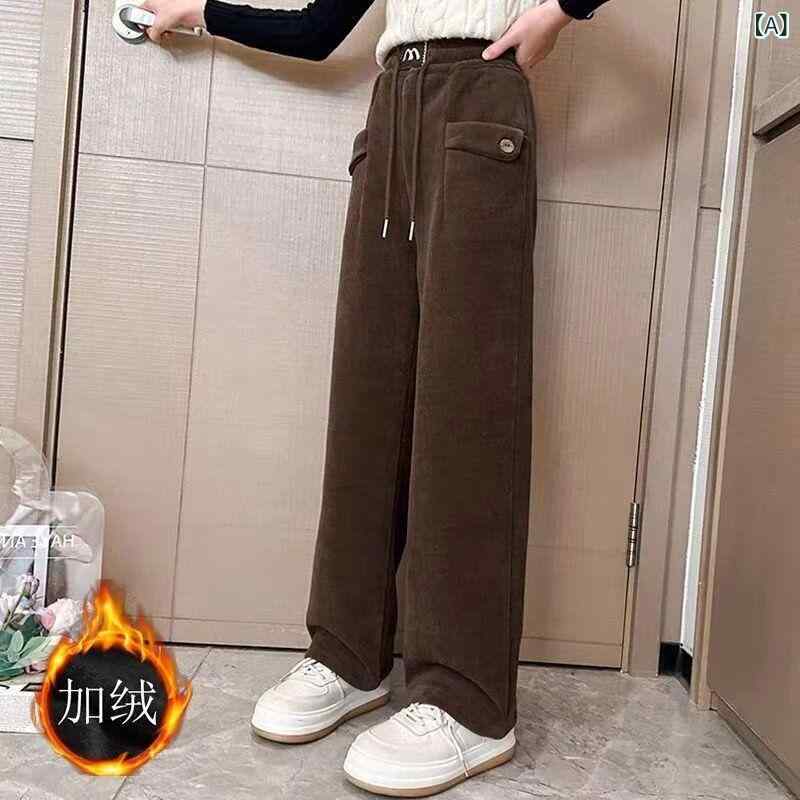 子供用 コーデュロイパンツ 裏起毛 ワイドレッグパンツ ガールズ ズボン 高学年 ジュニア 秋冬 春秋 あったか 120 130 140 150 160 170 ブラック カーキ ブラウン 普段使い 通学着