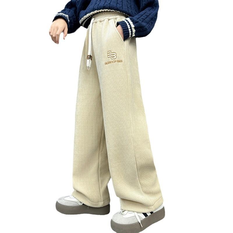 子供服 パンツ ガールズ 裏起毛 コーデュロイパンツ ワイドレッグパンツ 秋冬 中学生 高学年 普段着 部屋着 ゆったり あったか