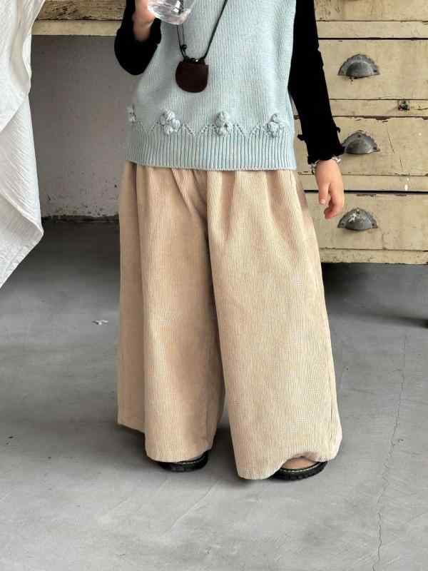 子供服 キッズ 女の子 ワイドレッグパンツ コーデュロイパンツ コットン ゆったり かわいい ズボン 幼児 小学生 ガールズ ピンク系 カーキ色 90cm 100cm 110cm 120cm 130cm 140cm 秋 4,395円