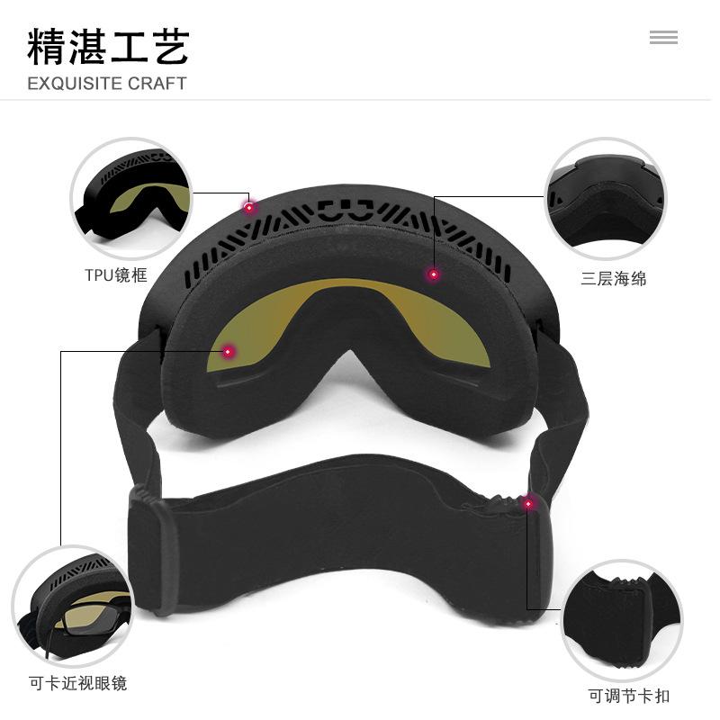 ゴーグル 大人用 防曇 ダブルレンズ スキー スノーボード 紫外線カット 広視野 全面電気メッキ 防風 通気性 スキー用