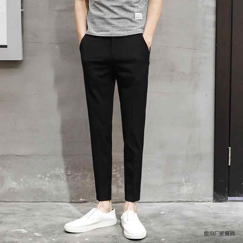 パンツ メンズ カジュアルパンツ テーパードパンツ スラックス スリム 韓国風 薄手 ロングパンツ 黒 ブラック グレー ポリエステル 春夏 秋冬