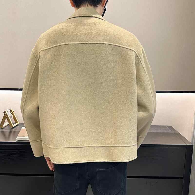 コート メンズ 男性用 ショート丈 ウール テーラード 秋冬 暖かい スリム 無地 ブラック カーキ色 M L XL 2XL 3XL