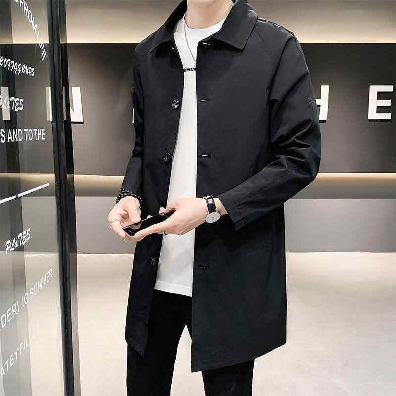 コート メンズ 男性用 スプリングコート カジュアル 薄手 襟付き ミドル丈 ジャケット アウター 無地 ブラック アイボリー