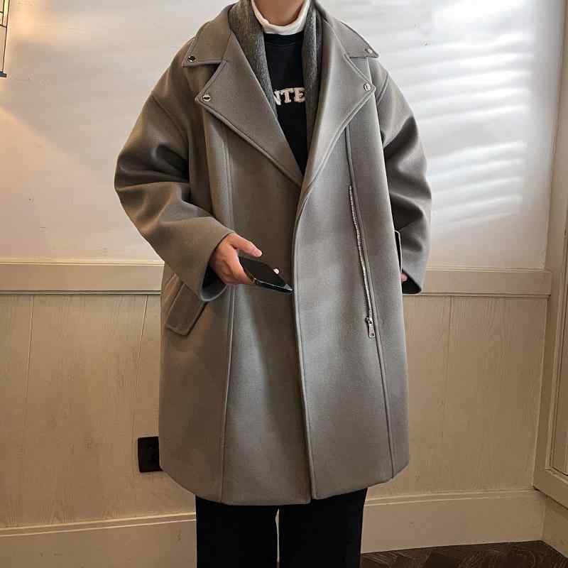 コート メンズ 男性用 ウールブレンド 秋冬 アウター ミドル丈 テーラードカラー ジャケット 無地 カジュアル スタイリッシュ|イーマイショップ
