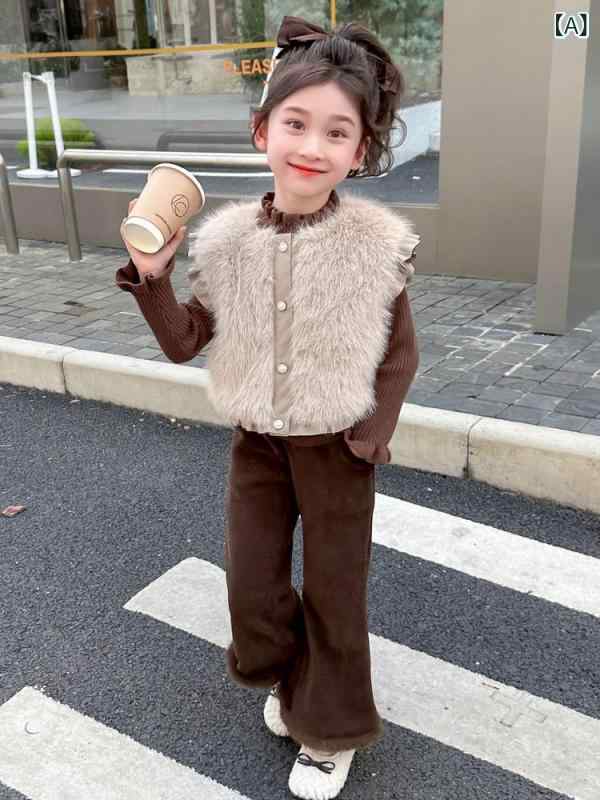 赤ちゃん服 秋冬 裏起毛 流行り物 より良い ワイドレッグパンツ 3点仕掛ける 御姉さん 赤ちゃん 愛くるしげ 朦々たる 編み物 綿混紡 無地 セットアップ 80糎 90糎 100糎 110糎 120糎 130糎 140糎