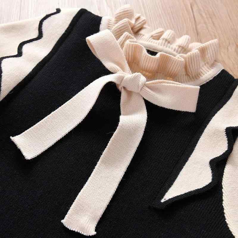 ワンピース キッズ 女の子 ニット 春秋 プリンセス Aライン チュニック ブラック レッド ピンク系 子供服 120cm 130cm 140cm 150cm 160cm 170cm