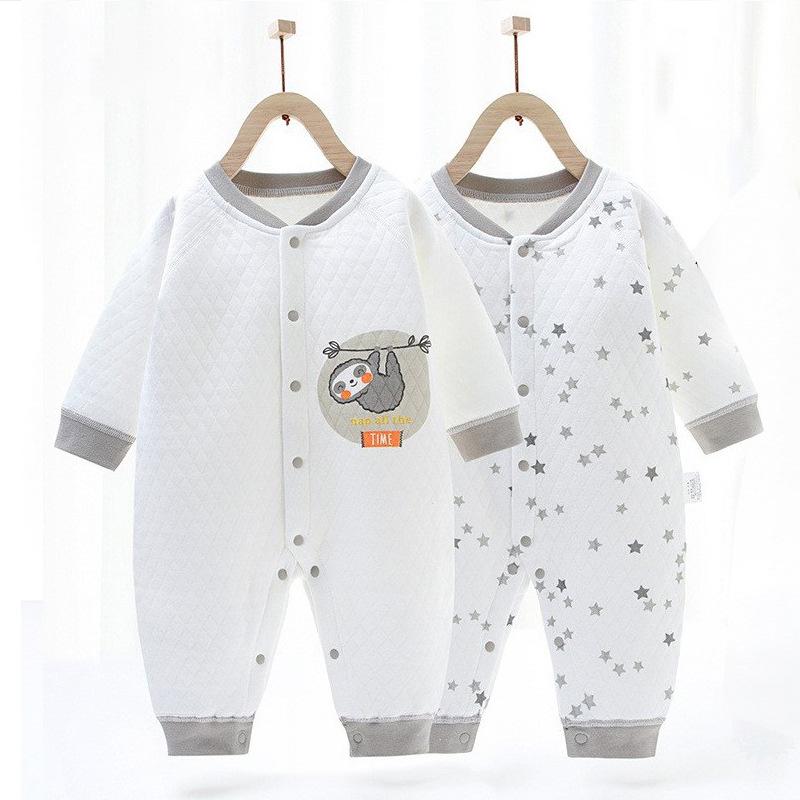 ベビー服 ロンパース 秋冬 長袖 綿100% 厚手 裏起毛 あったか カバーオール パジャマ 新生児 肌着 インナー 春 秋 冬